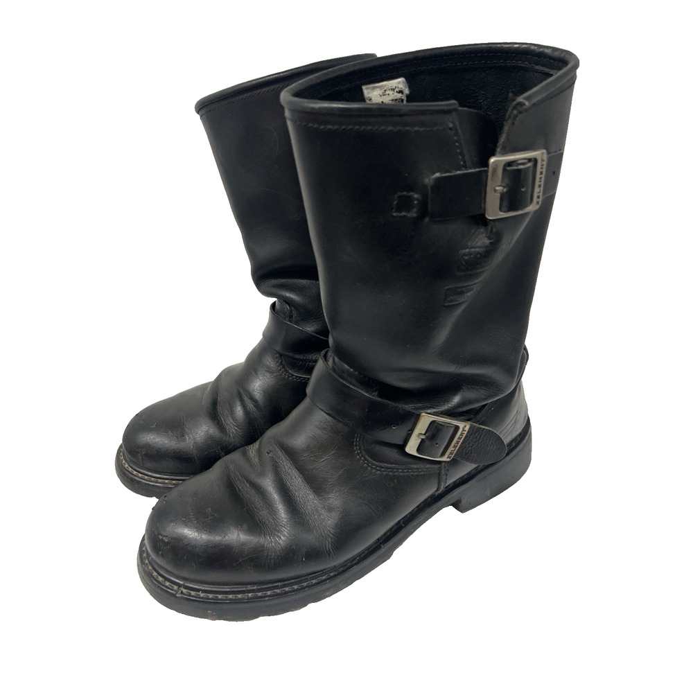 X Element Steel Toe Engineer Harness Boots Mens 12M Black Leather Pull On Tall